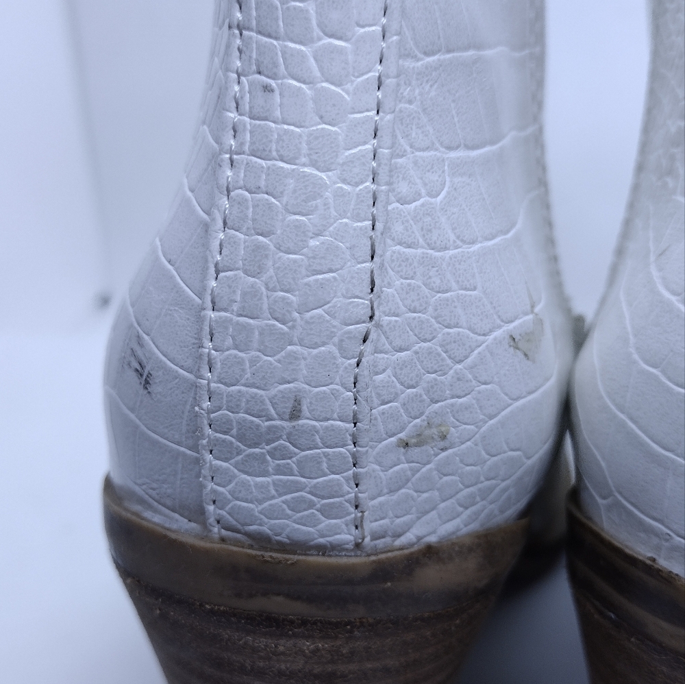 Barn Babe Snakeskin Pattern Western Boots Women's 10 White Rodeo Cowgirl Boho - Picture 13 of 13